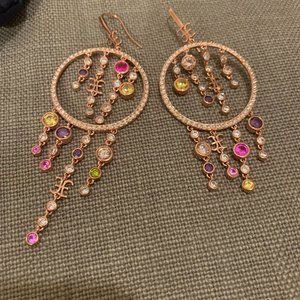 FABI Rose Gold With Multicolor Stones Earrings